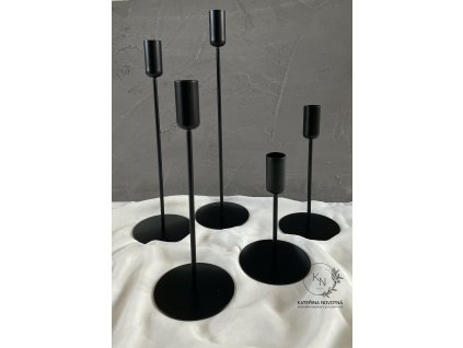 Svícen konický černý (set 5ks)