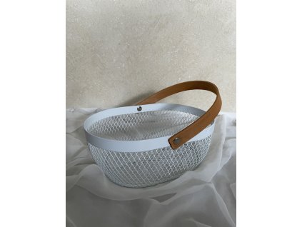 Košík kovový bílý