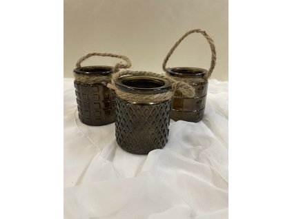 Svícen hnědý skleněný set 3ks