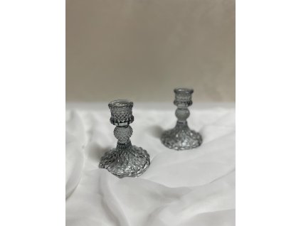 Svícen konický černá sklo