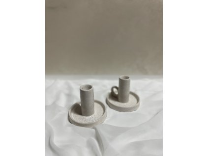 Svícen konický keramický béžová