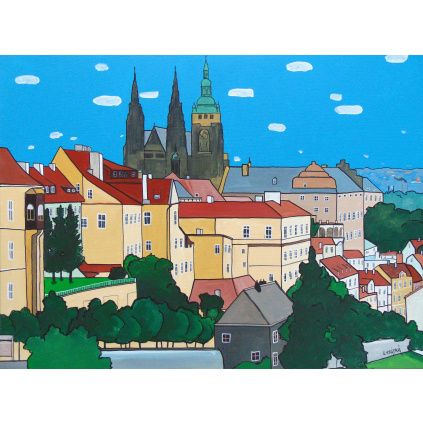 Pražský hrad, akryl, plátno 80x60 cm
