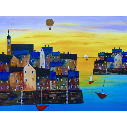 Západ slunce, akryl, plátno 70x60 cm 2