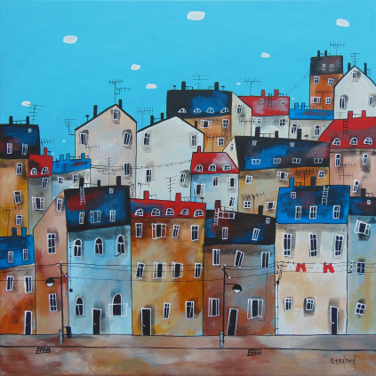 Oblíbená ulice, akryl, plátno 50x50 cm