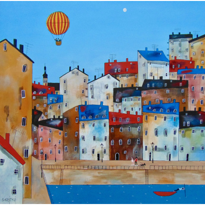 Na jednom konci se musíte pustit, akryl, plátno 65x65 cm 2