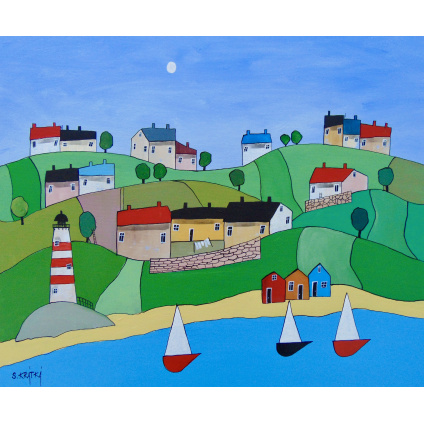 Krajina nad mořem, akryl, plátno 60x50 cm 2