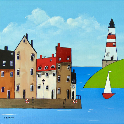 Vpluli jsme do zátoky, akryl, plátno 40x40 cm 2