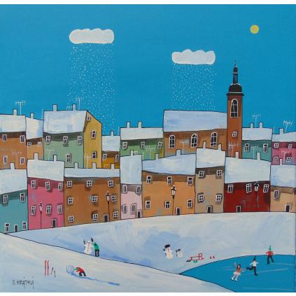 Zimní odpoledne, akryl, plátno 50x50 cm