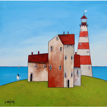 Návrat strážce majáku, akryl, plátno 40x40 cm