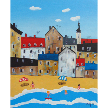 Nahoře bez, akryl, plátno 40x50 cm