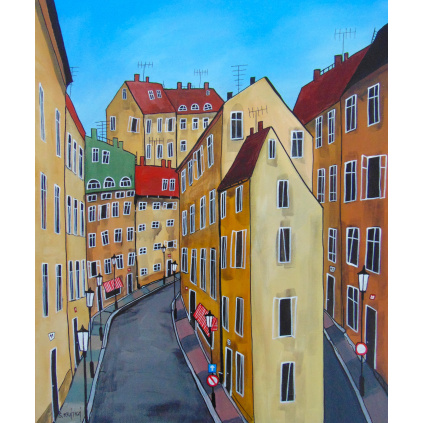 Pražské uličky, akryl, plátno 50x60 cm