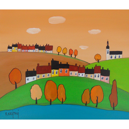 Podzim, akryl, plátno 35x30 cm