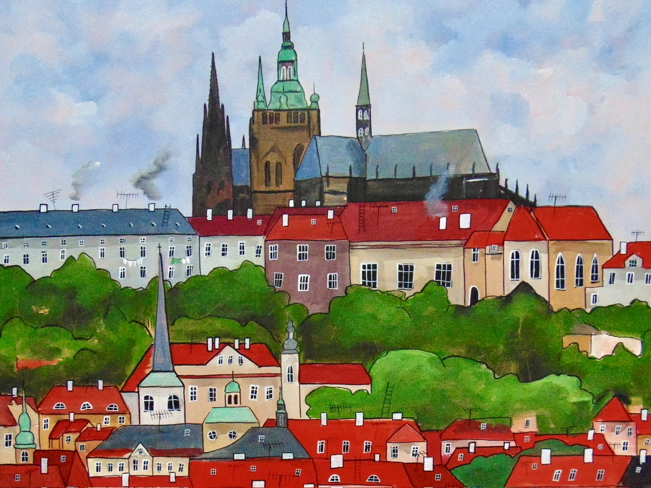 Prague roofs