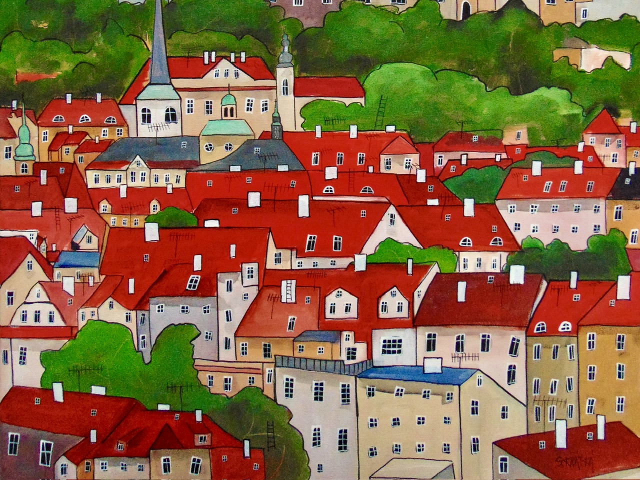 Prague roofs