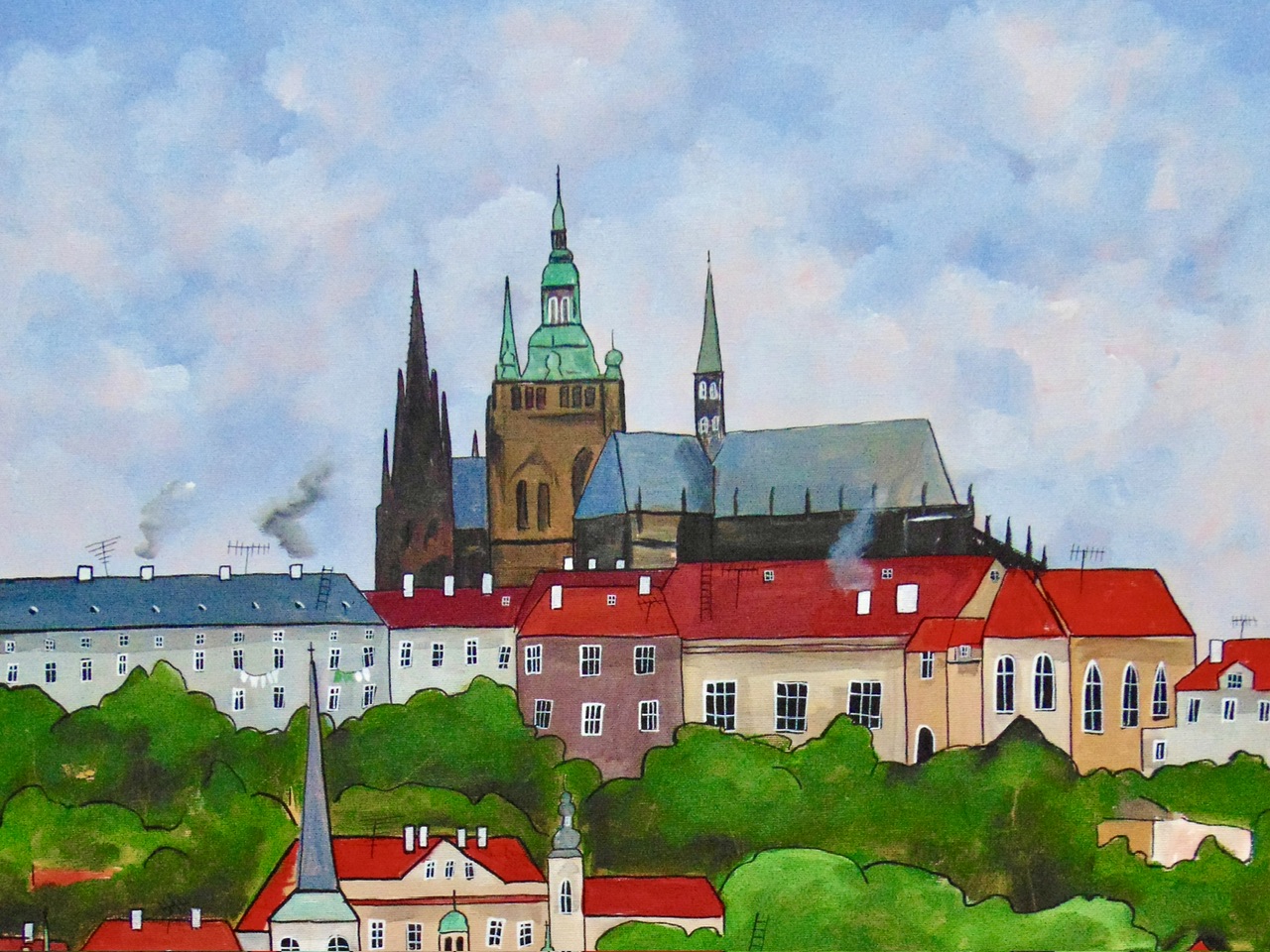 Prague roofs