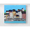 městečko u moře, akryl na plátně, originální obraz