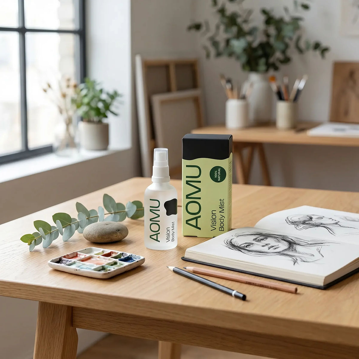 AOMU Vision Body Mist při kreativní práci