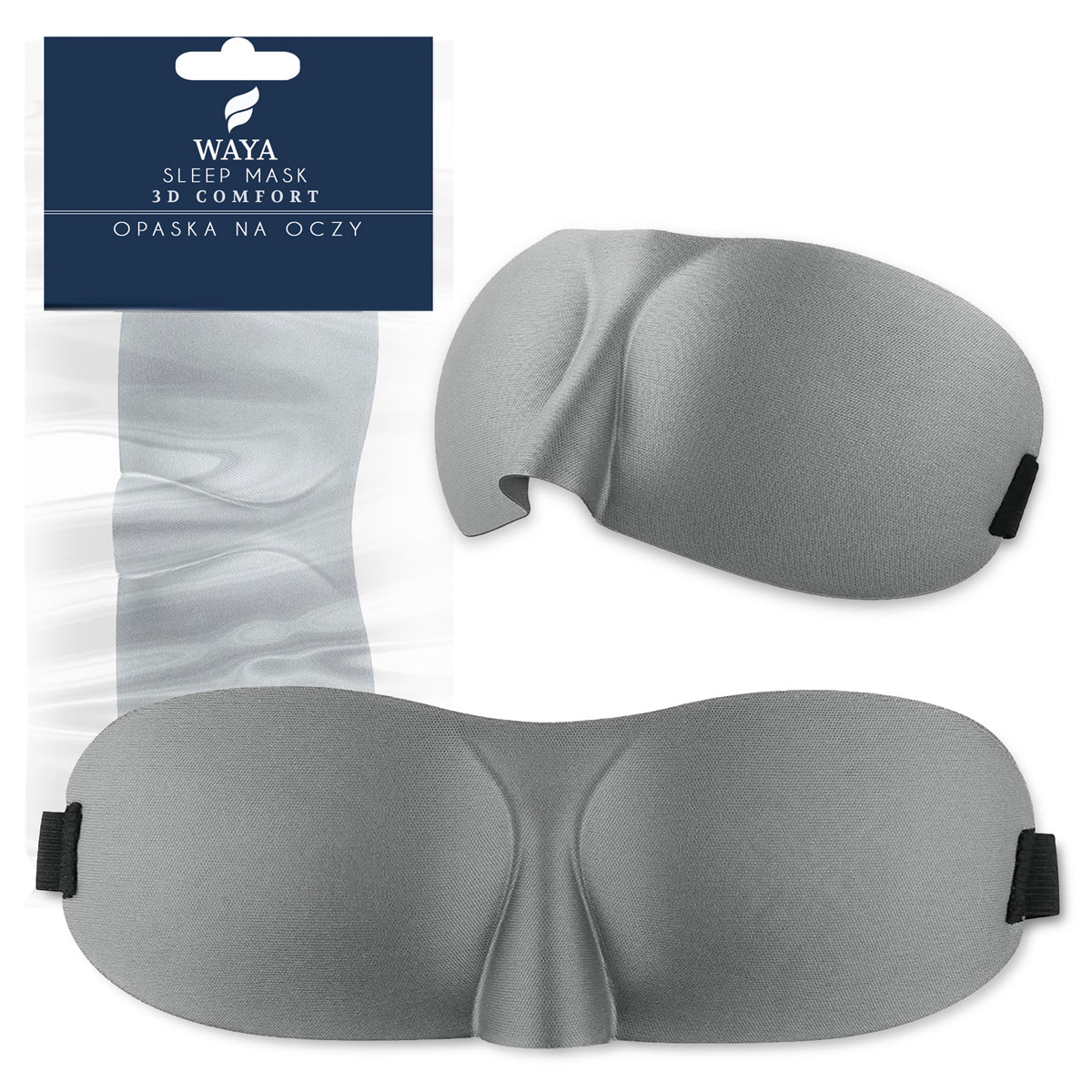 Šedá maska na spaní Waya 3D Comfort