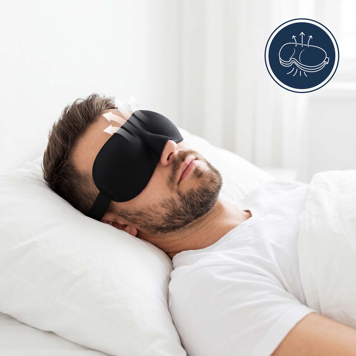 Černá maska Waya 3D Comfort při spánku
