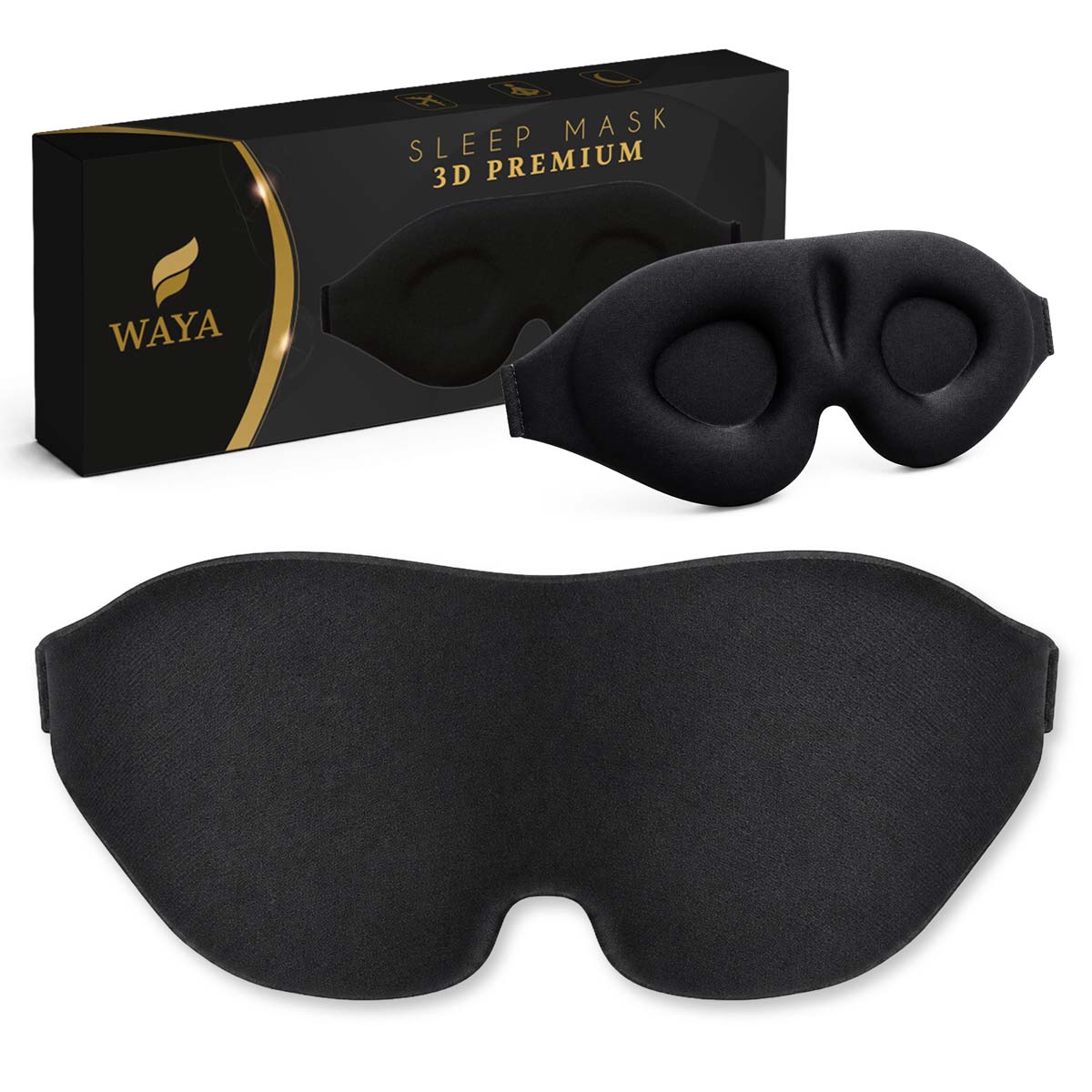 Černá maska na spaní Waya 3D Premium