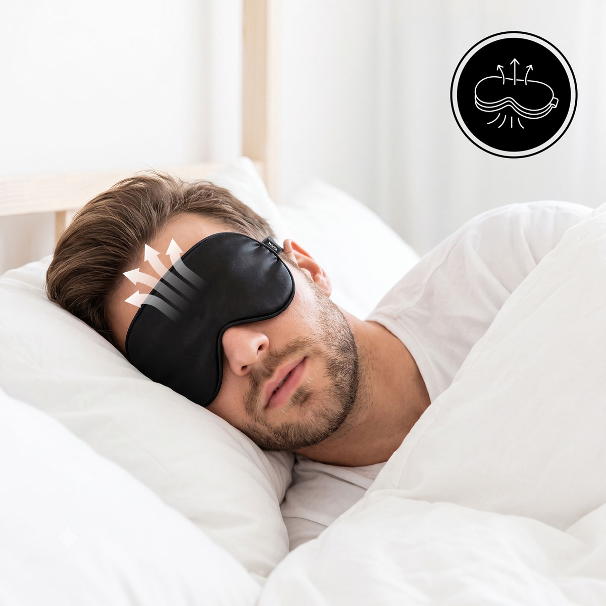 Použití černé masky na spaní Waya Extra Soft