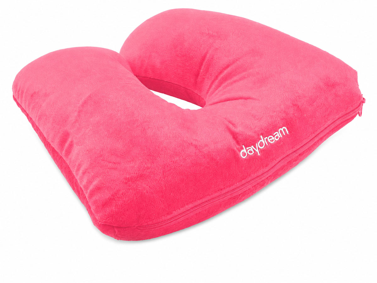 Růžový cestovní polštář Daydream 3v1 ve tvaru podkovy