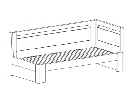 Postel Tandem PLUS s pravým čelem - imitace dřeva (Dekor Třešeň Romana, Provedení rovné, Rozměr 90/170 x 200 cm)