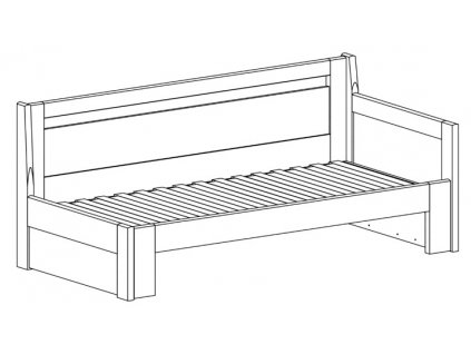 Postel Tandem PLUS s pravou područkou - masivní buk