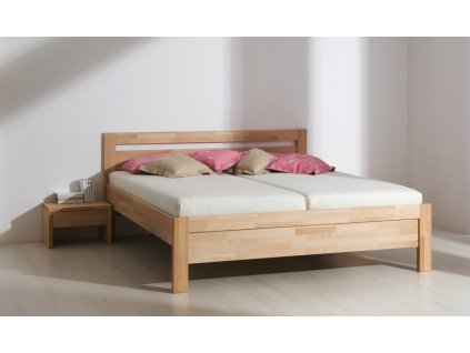 Postel Karlo Klasik ostrá - masivní buk (Moření 70 - bělená, Rozměr 160 x 200 cm)