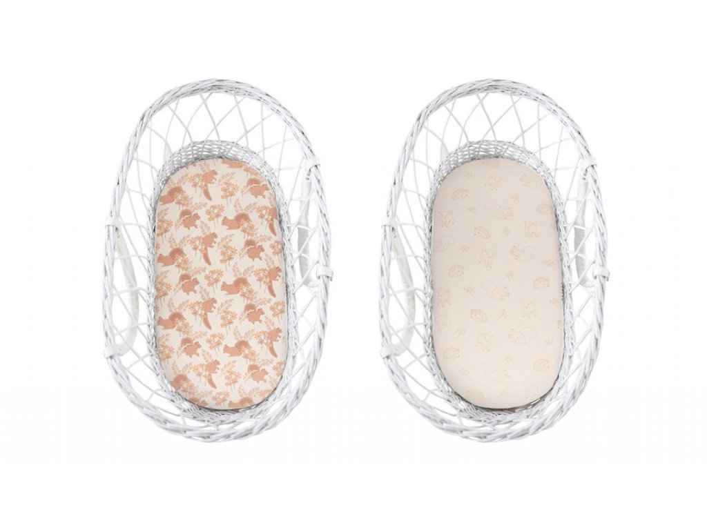 Prostěradlo Sleepee Vintage Animals do kočárku, košíku a kolébky Almond/Cream