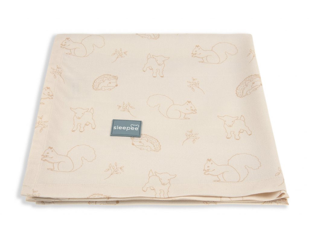 Bambusová deka/šátek Sleepee Bamboo 3v1 Vintage Animals Cream