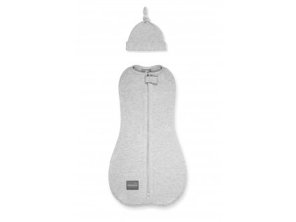 Zavinovačka Sleepee First Step Swaddle s čepičkou zdarma světle šedá