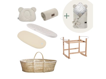 Royal Baby sada s košíkem a matrací + zavinovačka zdarma SAND