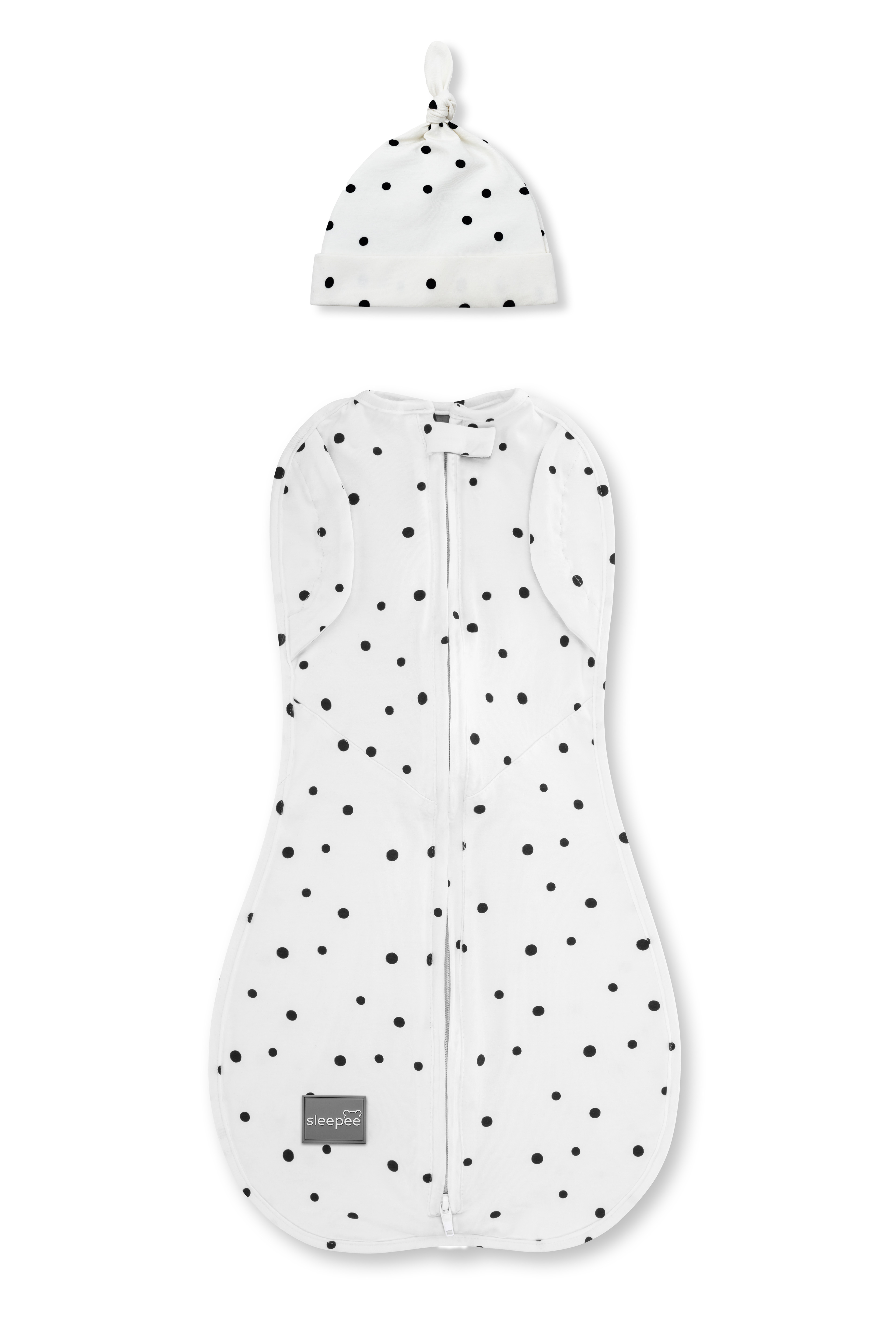 Zavinovačka Sleepee Second Step Swaddle s čepičkou zdarma Tečky černé