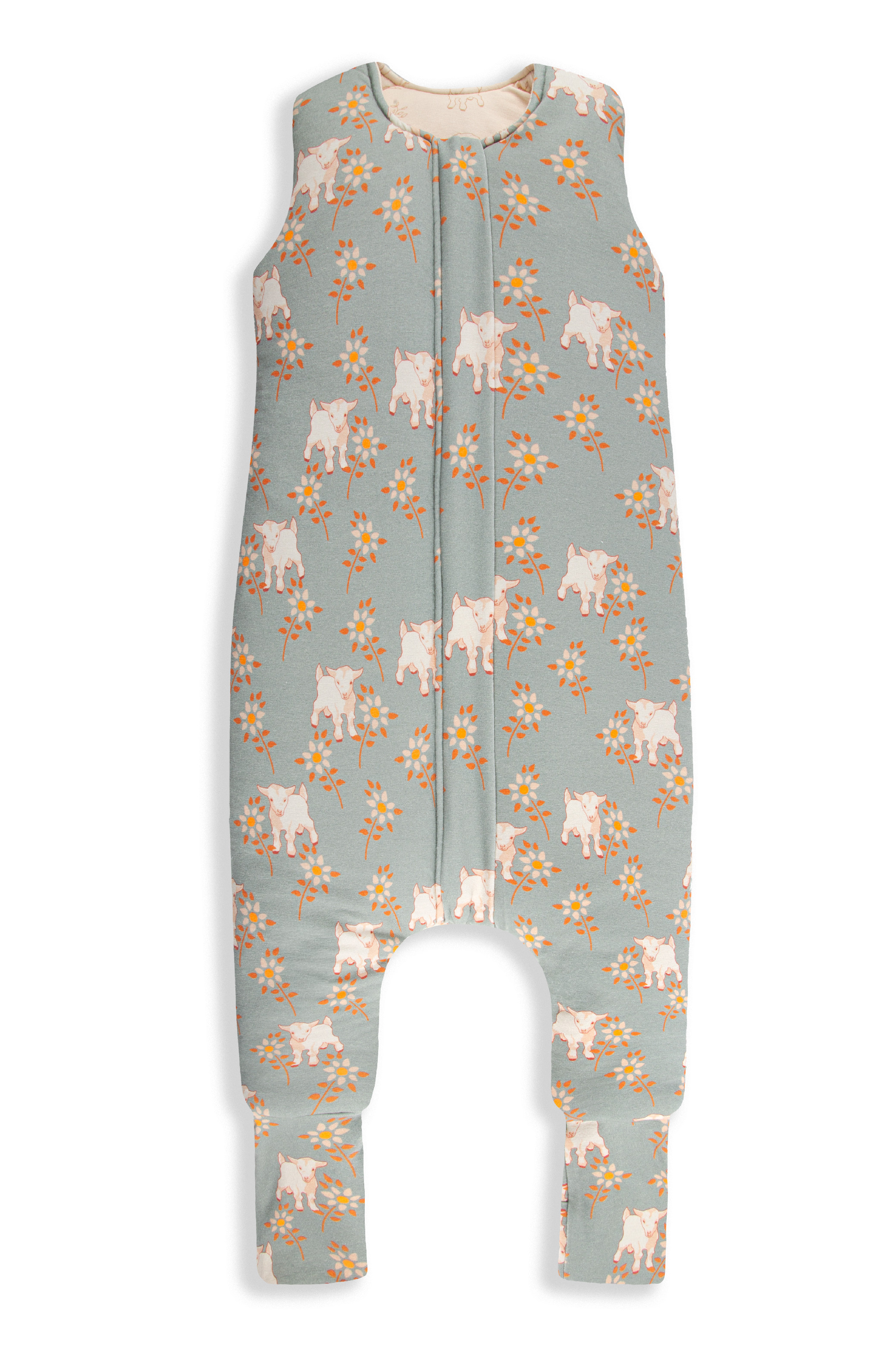 Celoroční spací pytel s nohavicemi Sleepee Vintage Animals Sky Blue/Cream M