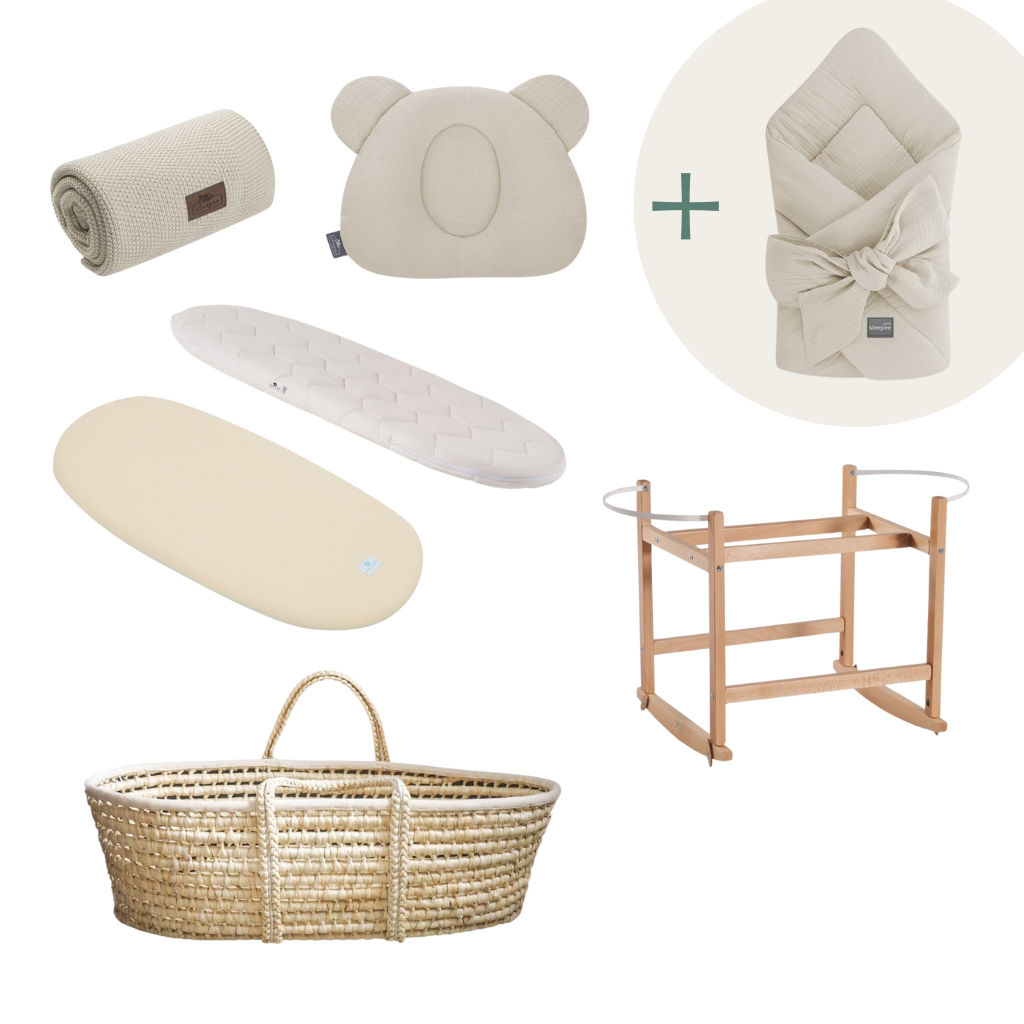 Ahojbaby Mušelínová sada s košíkem a matrací Sand + mušelínová zavinovačka zdarma