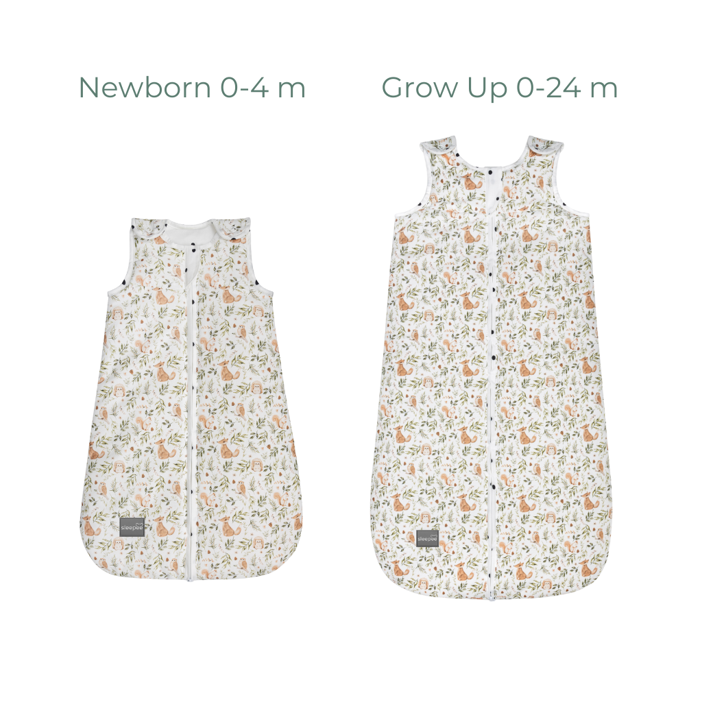 Rostoucí sada celoročních pytlů Sleepee Newborn & Grow Up Ivory Forest  TOG 2.5