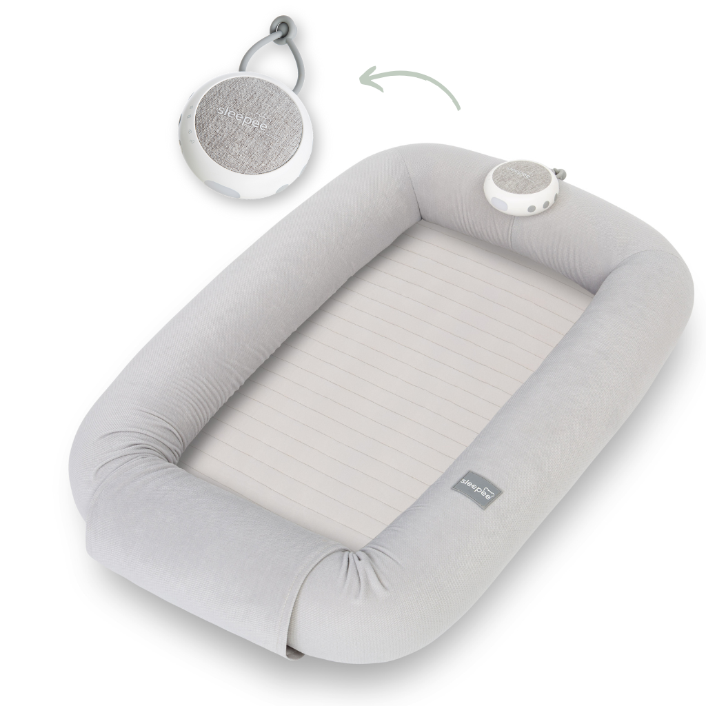 Multifunkční hnízdečko pro miminko s bílým šumem 3v1 Sleepee Grey
