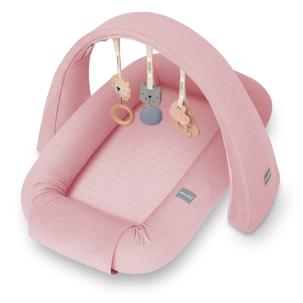 Multifunkční hnízdečko pro miminko s hrazdičkou a hračkami 3 v 1 Sleepee Pink