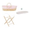 Ahojbaby sada mojžíšův košík Corn se skládacím stojanem, růžovým potahem a matrací zdarma