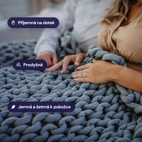 Detail pletení relaxační deky Gravita ze 100% bavlny