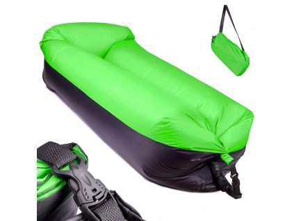 Nafukovací postel Lazy BAG SOFA černo-zelená 185x70cm