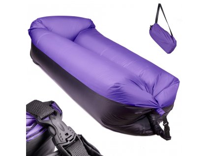 Nafukovací postel Lazy BAG SOFA černo-fialová 185x70cm