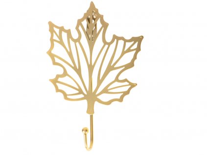 Háček kovová rukojeť zlatý list javor 17cm