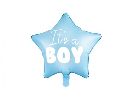 "Je to kluk" fóliový balónek na dětskou párty hvězda modrá 48cm