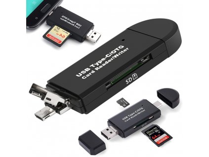 Čtečka karet SD microsd tf usb usb-c micro usb 3v1