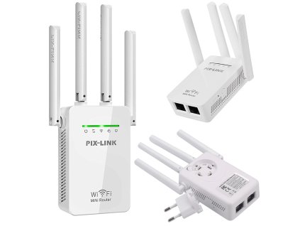 Výkonný zesilovač wifi repeater 300mb/s wps