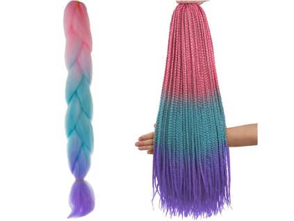 Syntetické vlasy ombre copánky růžové / ni / f W10341