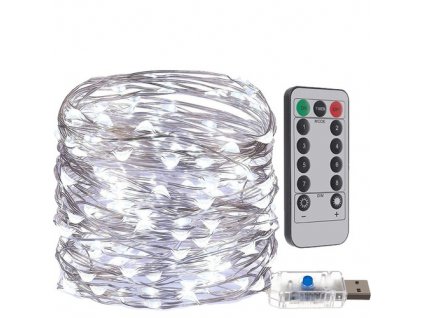 Světla USB na vánoční stromek - 300 LED drátů, studená bílá