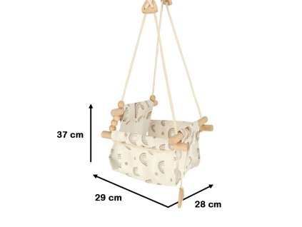 Dětská houpačka látková dřevěná závěsná duha